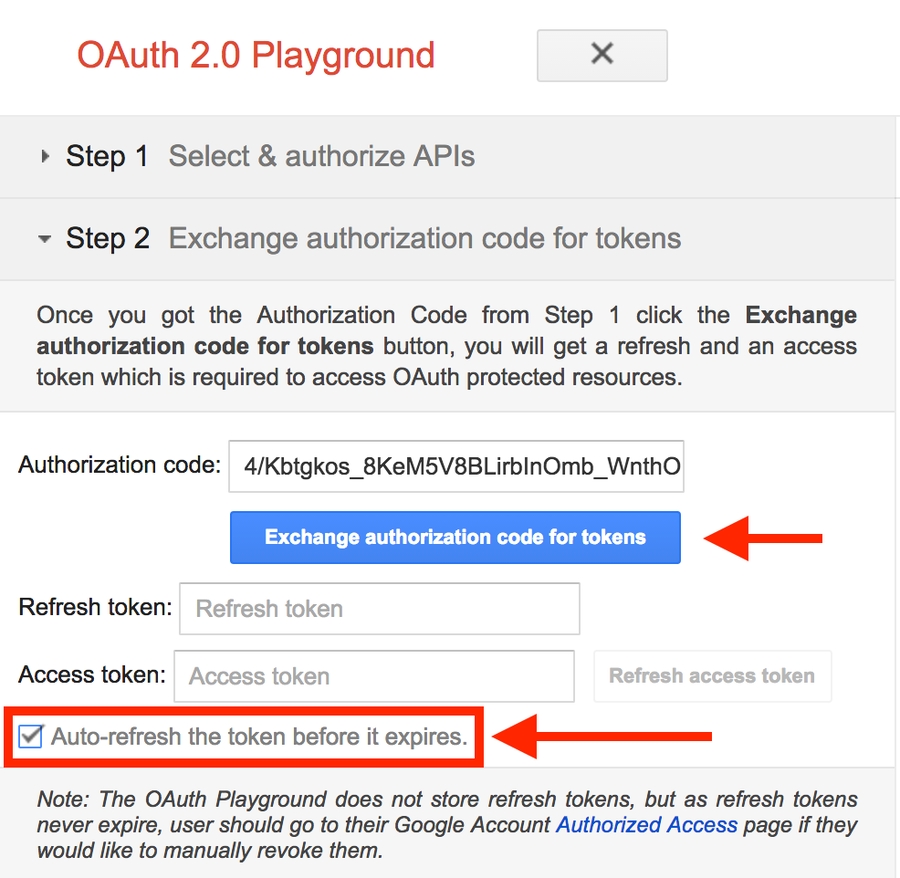 Exchange authorization code for tokens