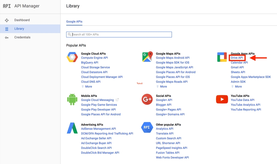 Find Google Drive API