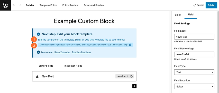 Screenshot of template reminder