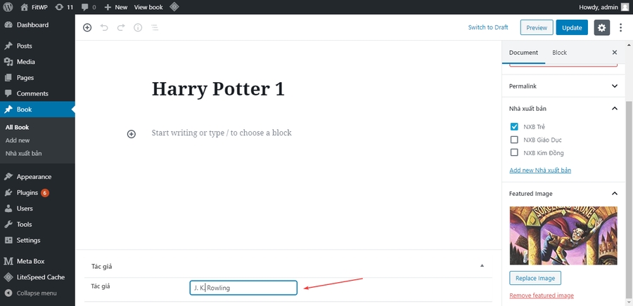 Điền giá trị cho custom field vừa tạo