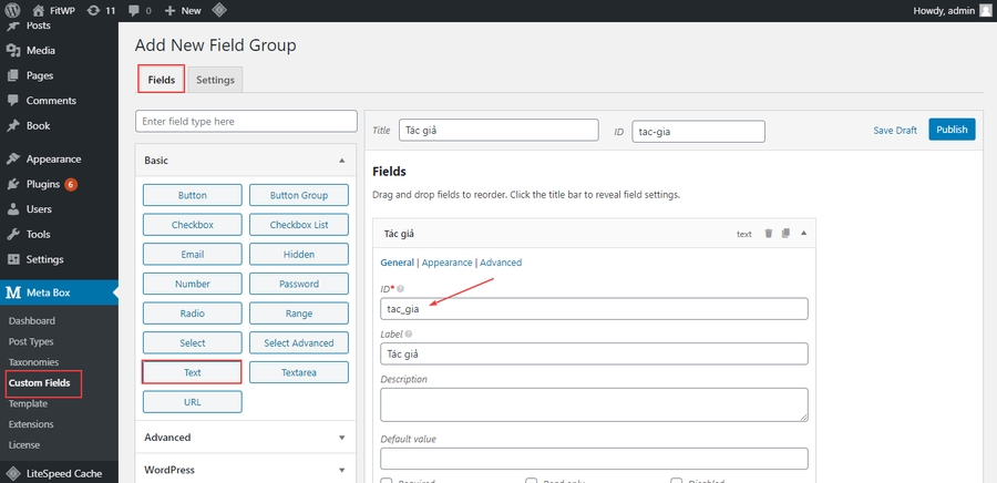 Tạo custom field mới để làm bộ lọc