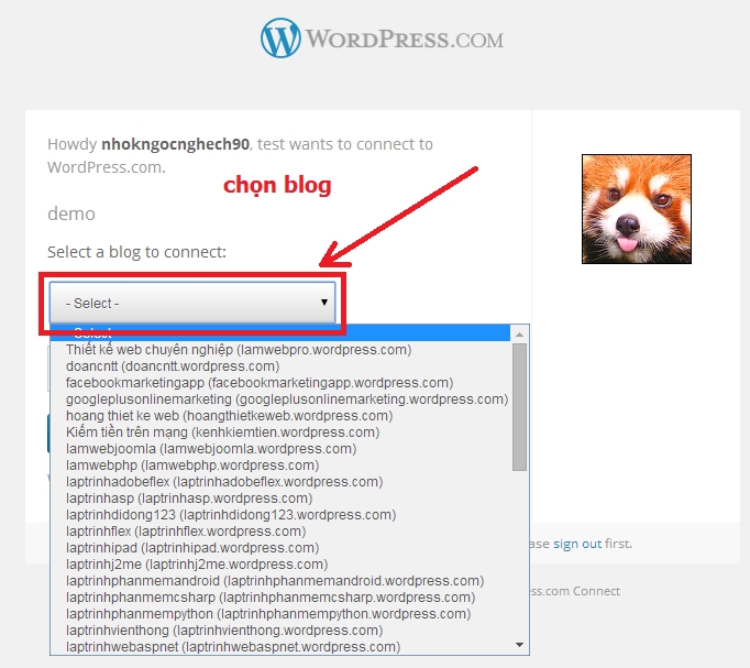 các bước authorize wp blog step1