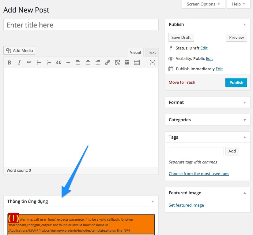Hiển thị meta box với hàm add_meta_box