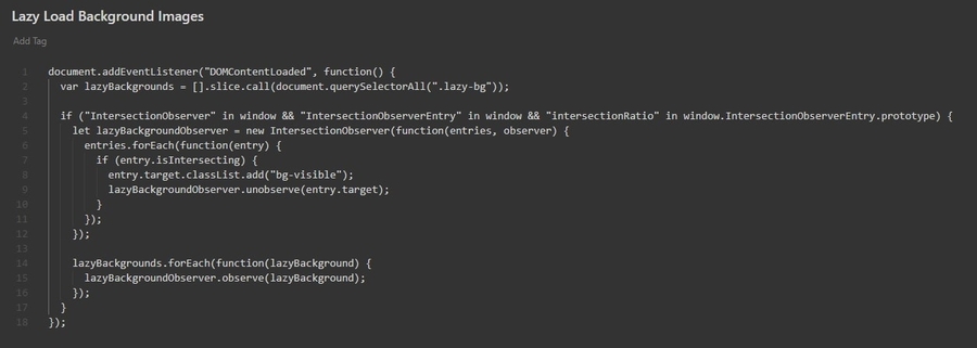 lazy loading background images javascript code